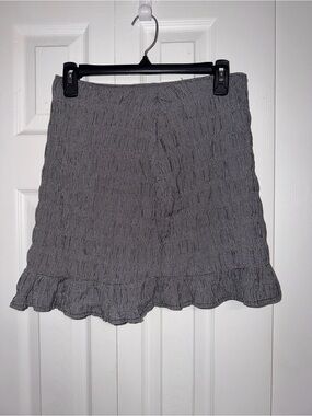 SO Gray Smocked Mini Skirt with Ruffle Hem